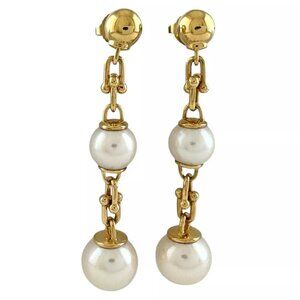 TIFFANY&Co. earring K18 yellow gold Pearl Hardware Triple Drop Link used